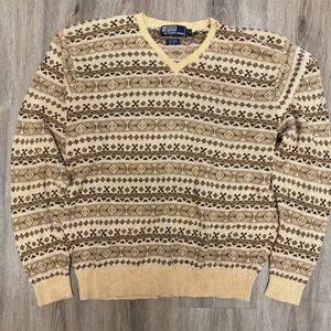 Polo Ralph Lauren Linen Cotton Silk Southwestern Knit Sweater L